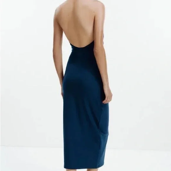 Zara Draped Halter Midi Dress - Picture 2 of 6